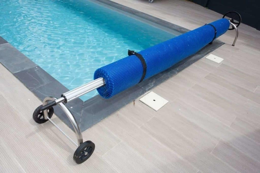 blue solar pool covers with reel