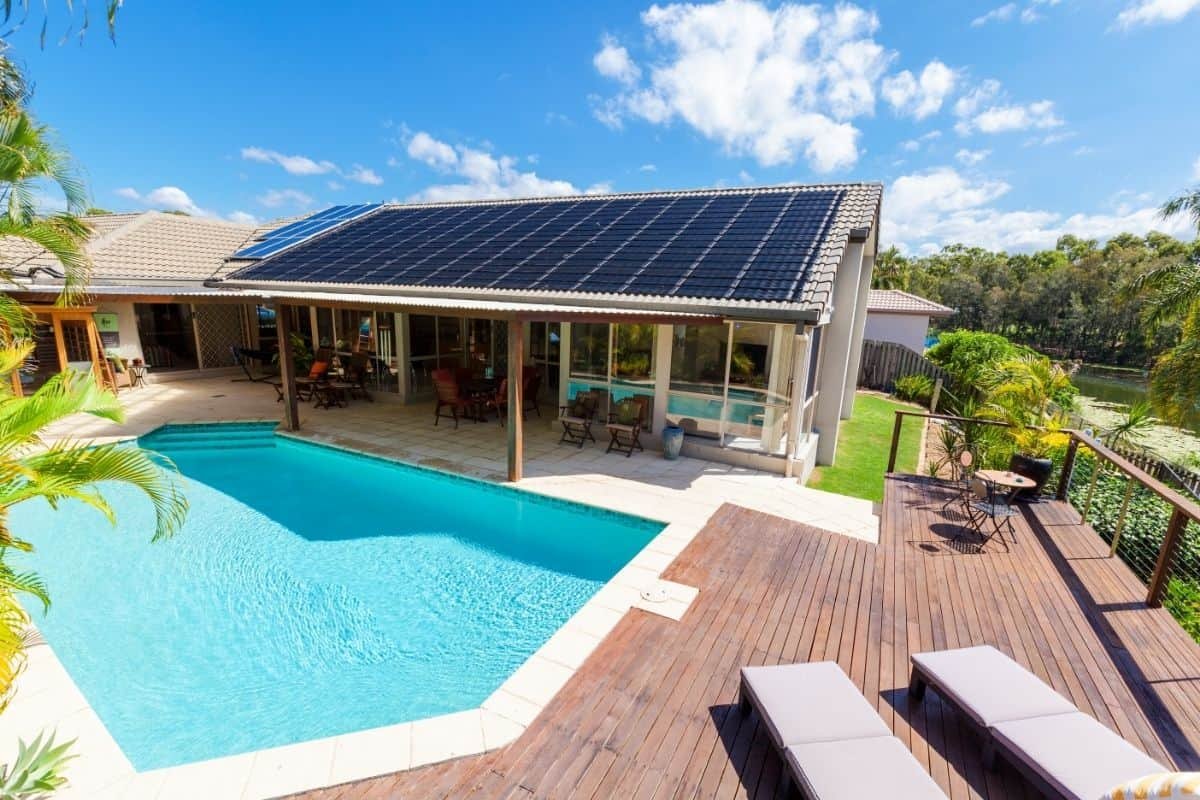 pool beside a house