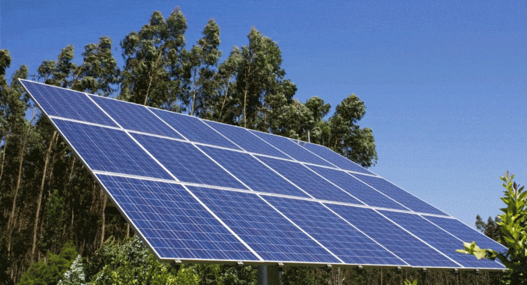 solar panel mounted on the ground