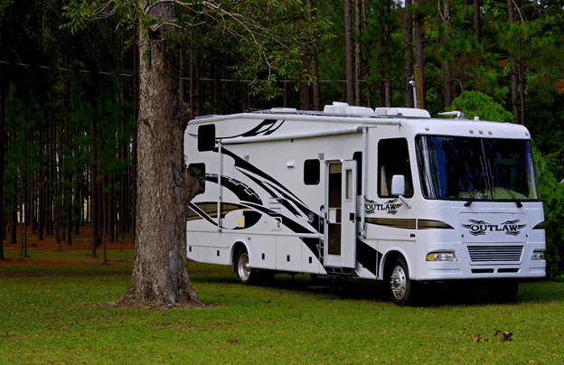 rv at the forest