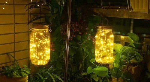 jar with fairy lights