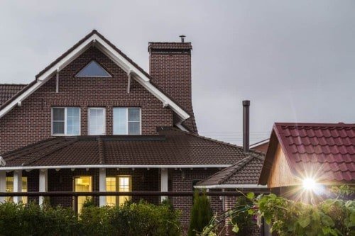 house with solar spot light