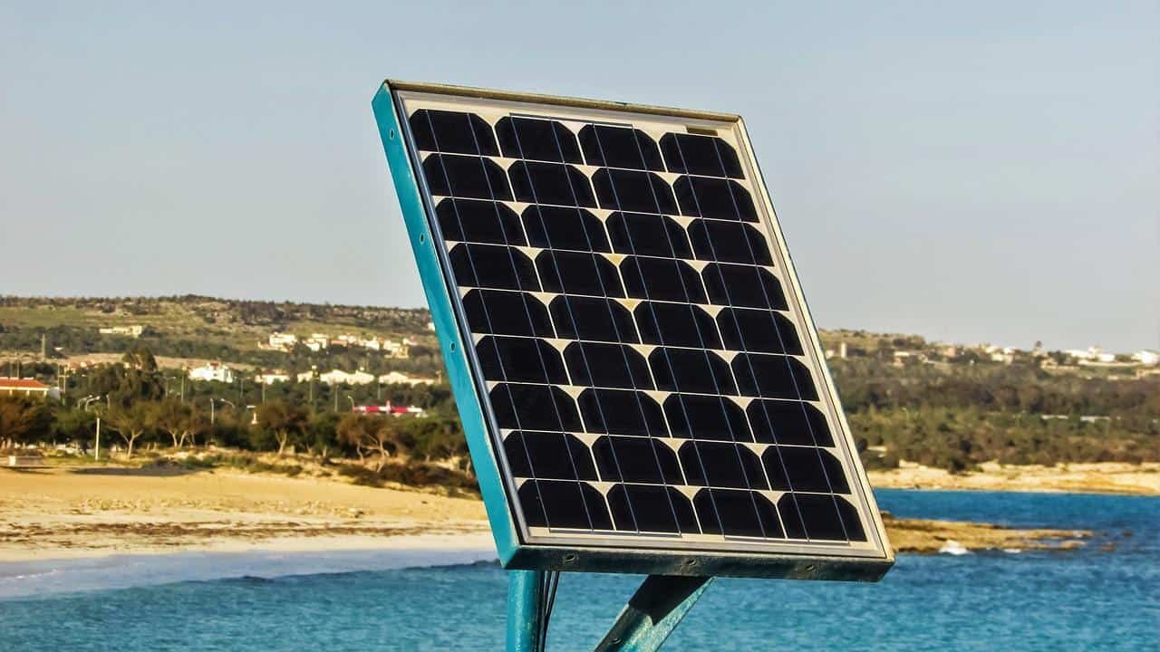 solar panel beside the sea