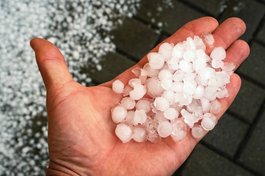 ice hail on hand