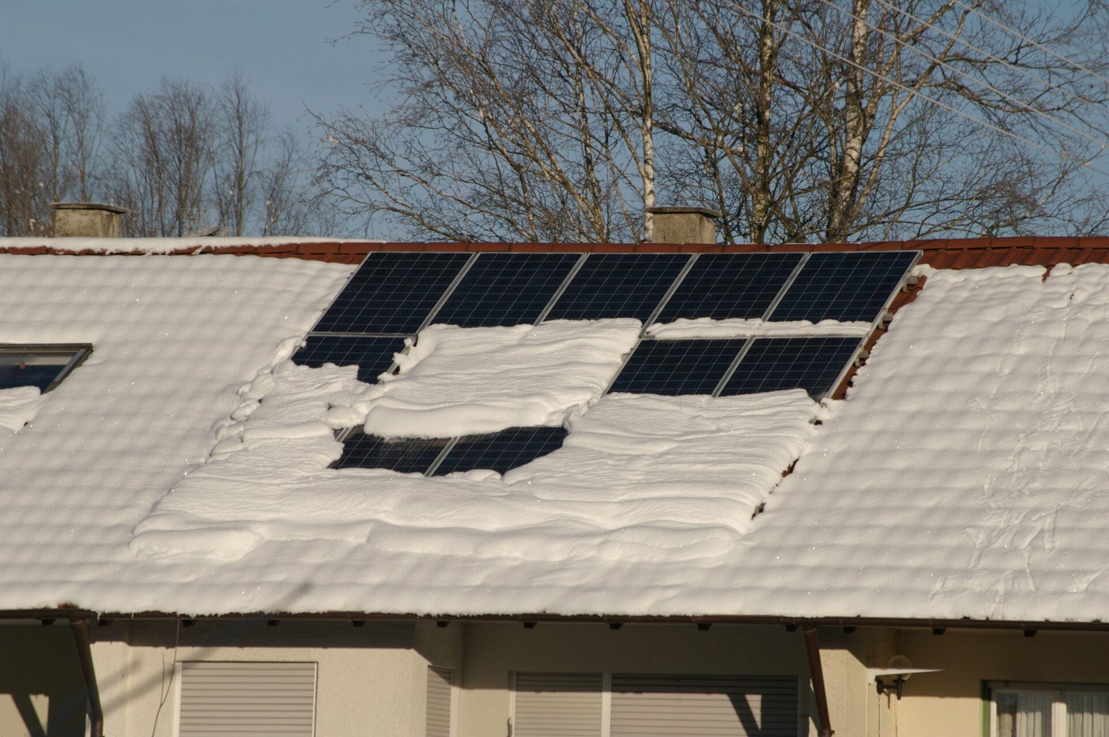 snow in solar panels